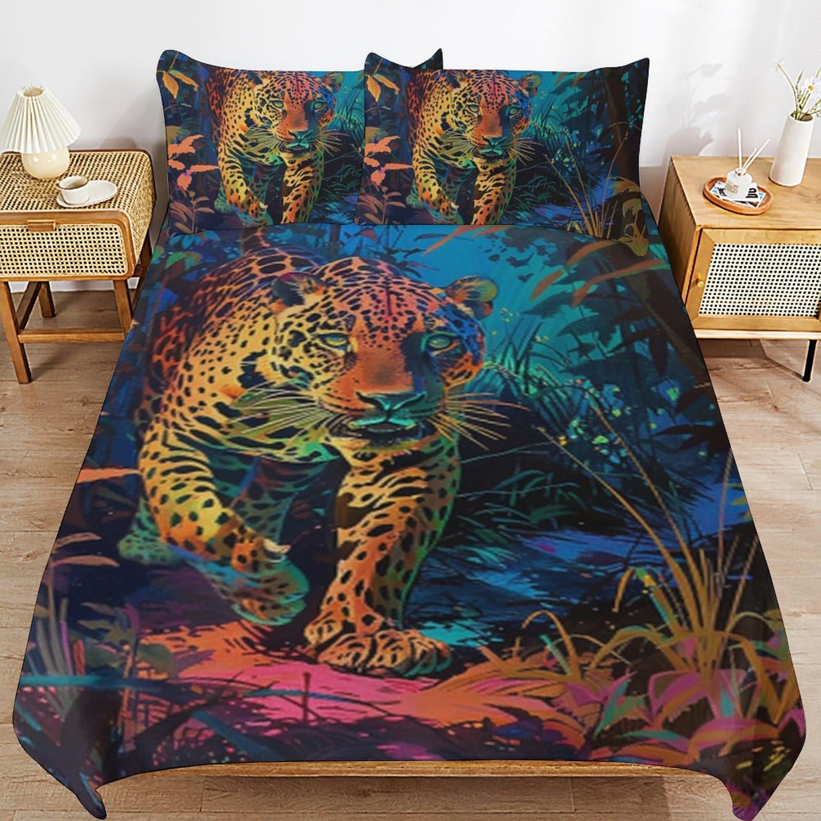 Housse de couette léopard douce 135x200 pour chambre enfant et adulte