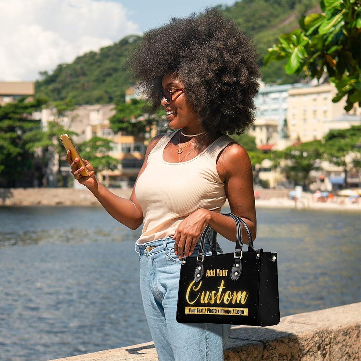 Handbags for Women - Personalized Leather Purse with Name Photo - Tote Bags for Mom Grandma - Custom Gifts Ideas for Her - Image 3