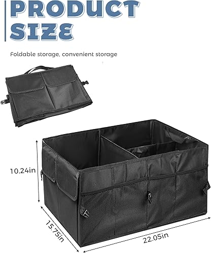 Miniatura 2 de Organizador de maletero de automóvil, almacenamiento de red de carga plegable a prueba de polvo, caja de almacenamiento ajustable de múltiples