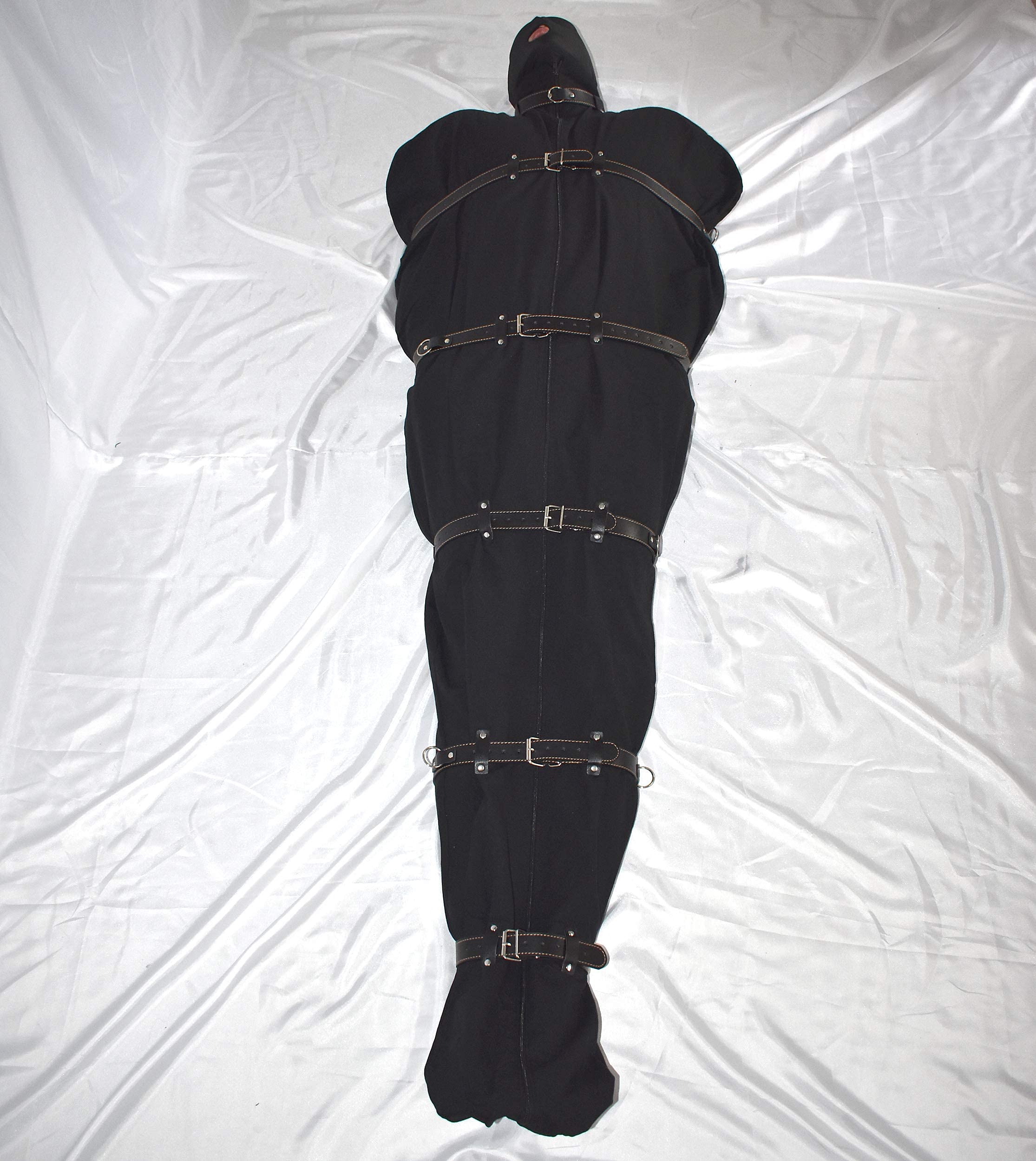 Sac d'entrave BDSM en Coton avec Sangles – Sac de Couchage Bondage pour Tout Le Corps, Camisole de Force avec Fermeture éclair, jusqu'à 185 cm, Accessoires SM