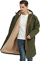 NordicOutland Waterproof Sherpa Lined Winter Parka Coat - Windproof Hooded Change Robe with Pockets for Cold Weather Adventures