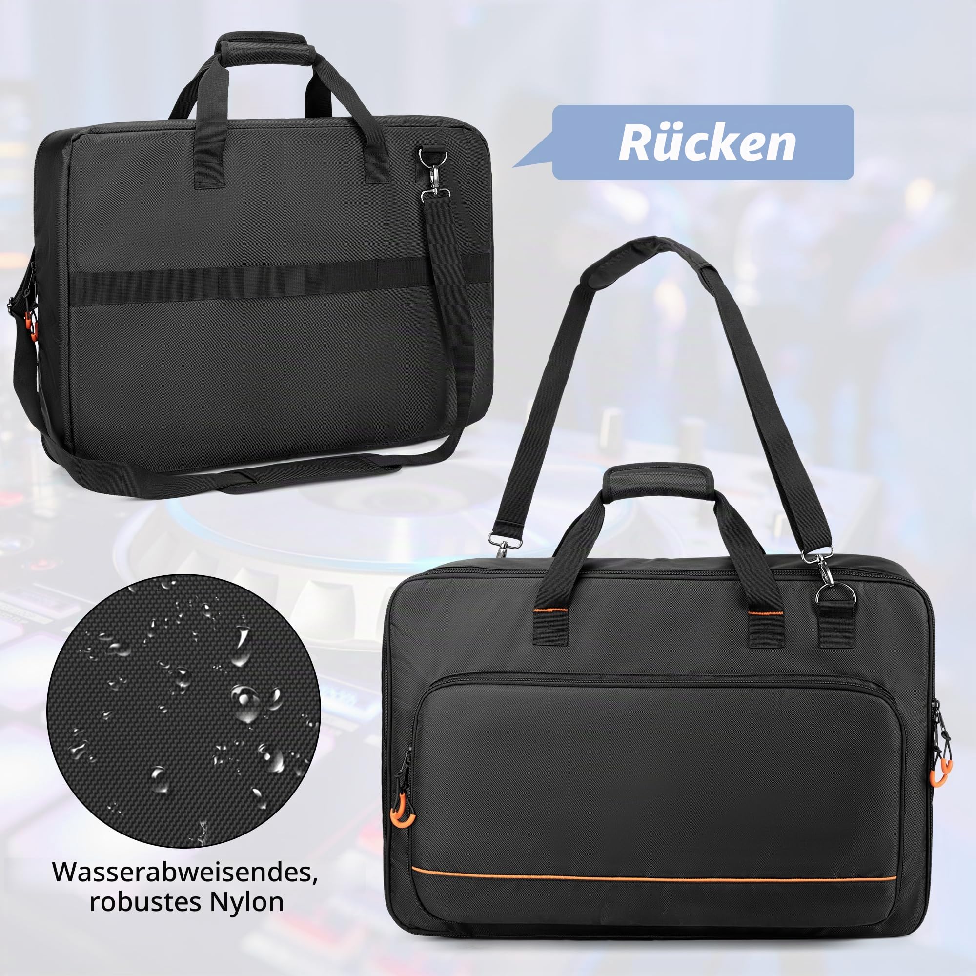 Rexmica DJ Controller Tragetasche, DJ-Equipment Tasche für Kabel/Zubehör | Kompatibel mit Pioneer DDJ SR/SR2/DDJ REV1 oder die Meisten Standard DJ Controller (M, Schwarz)