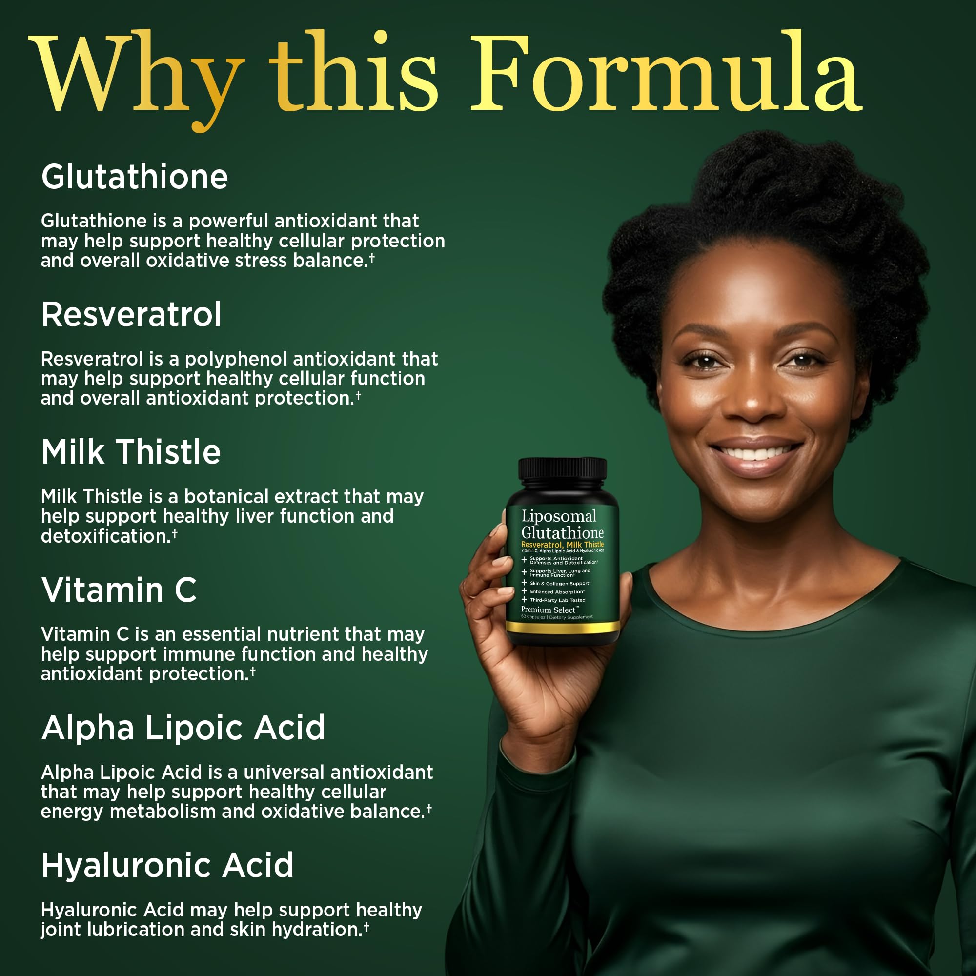 Liposomal Glutathione Capsules with Resveratrol & Milk Thistle Supplement for Men and Women - L-Glutathione - 60 Capsules, Third Party Tested, Made in USA — Amazon image 3