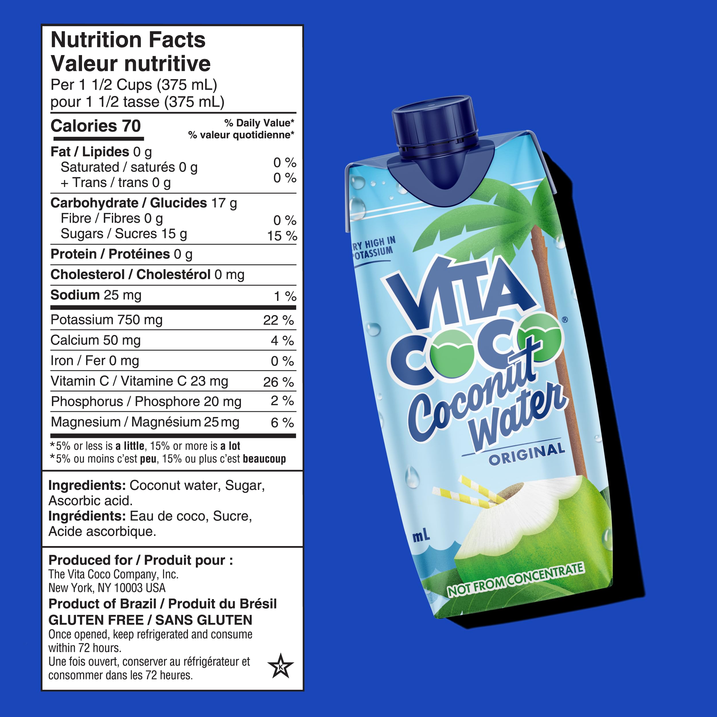 VITA COCO Coconut Water Tetra pak Original (Pure) 12x500ml (Pack of 12)