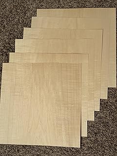 6 Pieces of Maple Wood Veneer 12" x 12", 1/42" Thickness