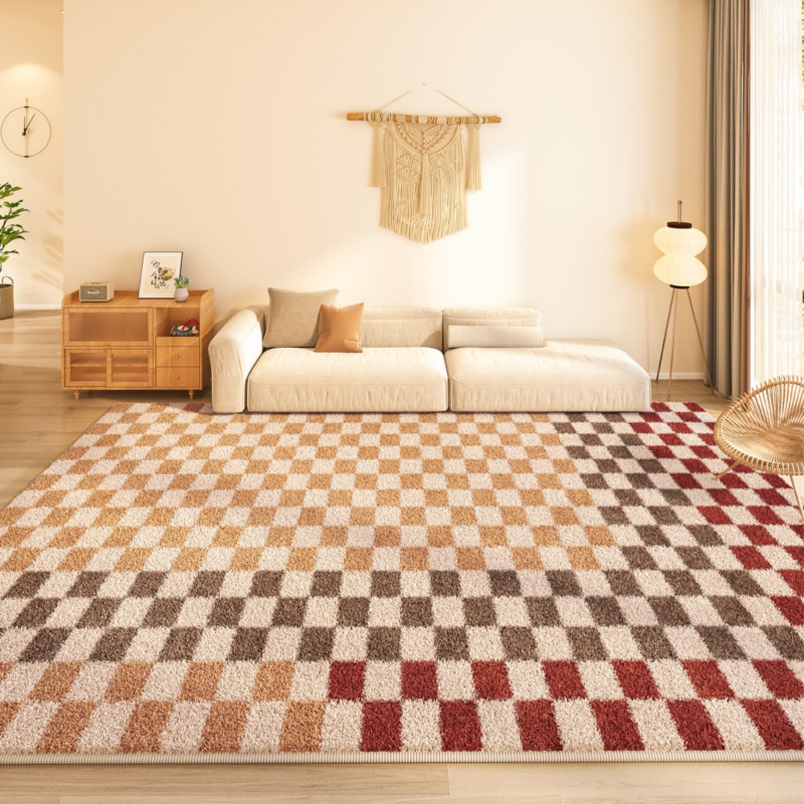 Tapis de salon rétro minimaliste épais et qualitatif pour lit et séjour