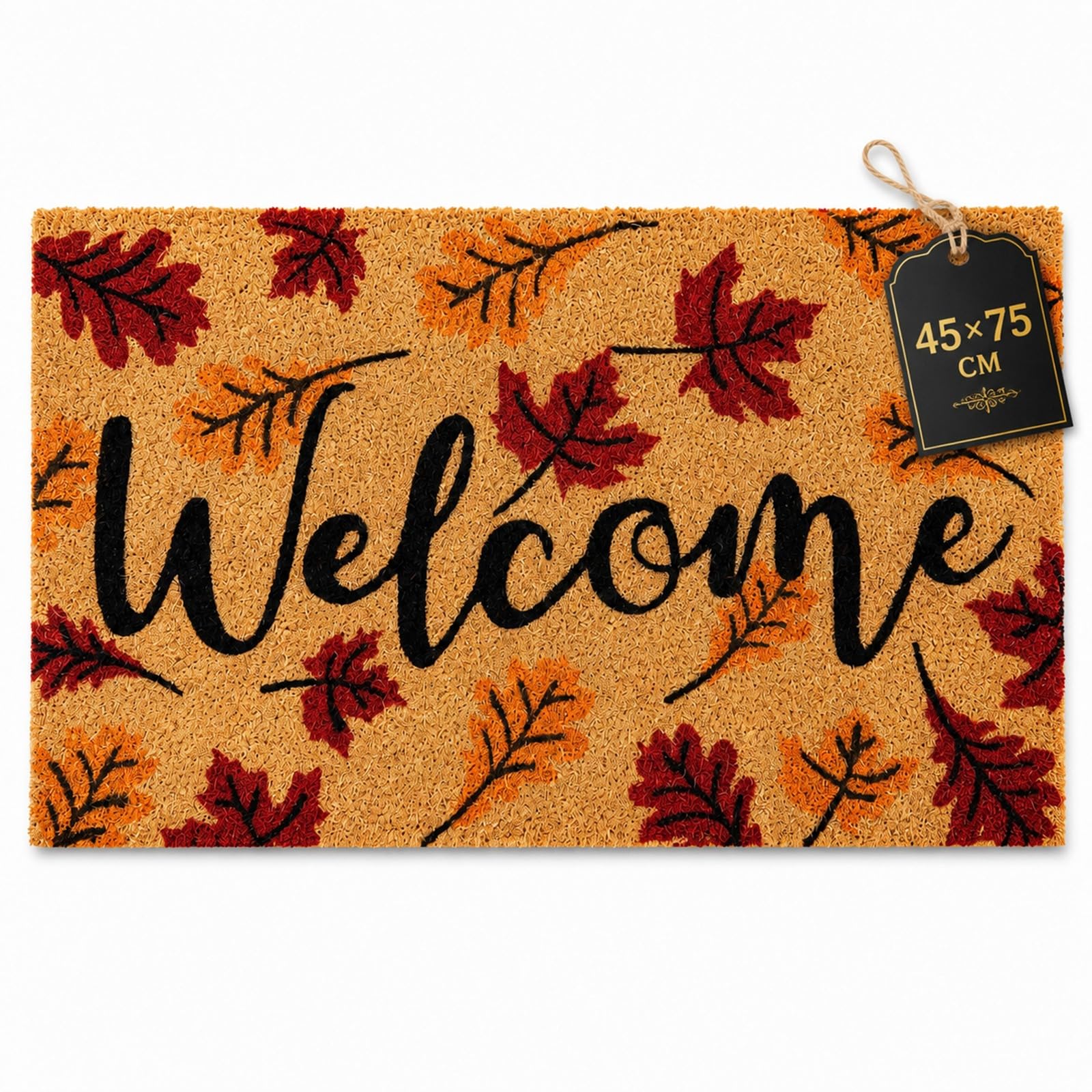 LSC Autumn Leaf Coir Door Mat Heavy Duty Outdoor Mat with Rubber Backing Non Slip Natural Coir Entrance Mat Dirt Trapper Front Door Mat for Indoor & Outdoor Use 45 x 75 cm (Autumn Leaf) โ image 1