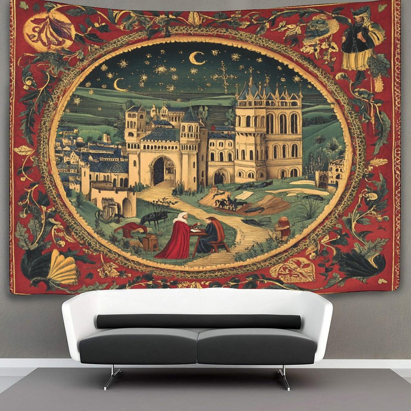 kaiyun Medieval Style Tapestry,Calendar Frame Art Wall Hanging Decoration for Living Room Bedroom & Dorm 70cmx100cm