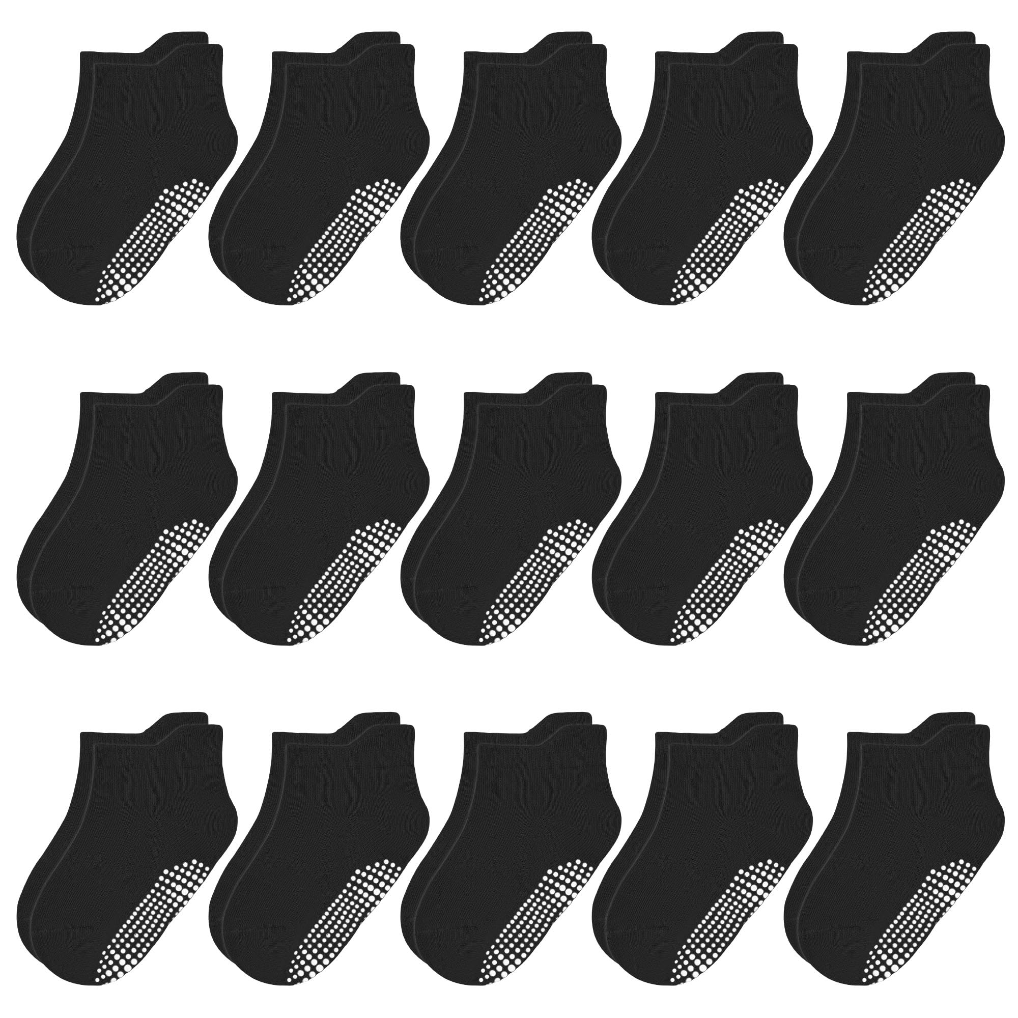 HYCLES Non-Slip Toddler Socks 15 Pairs Non Skid Low Cut Socks for 1-7 Years Anti Skid Ankle Socks for Baby Kids Boys Girls