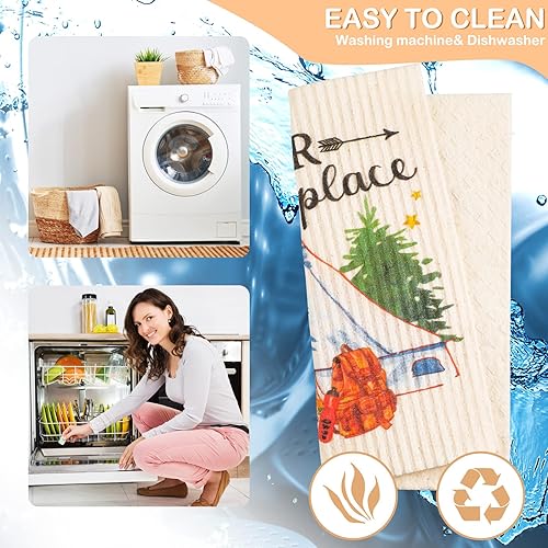 Miniatura 4 de 6 paños de cocina suecos, paños de cocina reutilizables, esponja, paños de limpieza, toallitas absorbentes, paños de cocina de secado rápido,