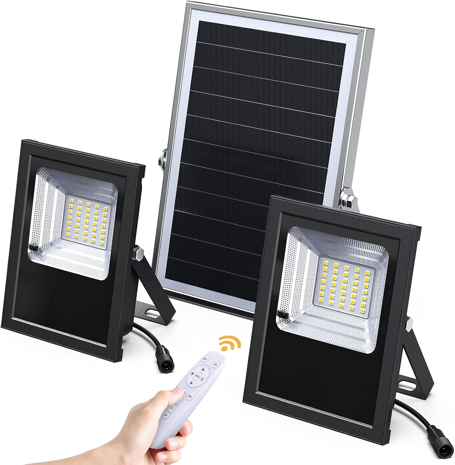 80% оƒƒ Dіѕсоunt UPONUN Solar Flood Lights Outdoor Indoor Dusk to Dawn with Remote Control Latest Imbricate 10W Mono-Silicon Solar Panel Waterproof Dual Head Solar Security Shed Lights for Yard Barn Sign Pool Garage…