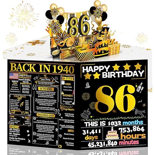 Miniatura 45 de Joycard Tarjeta de cumpleaños número 42 para mujeres y hombres, regalo de feliz cumpleaños 3D desplegable para ella y él, divertidas decoraciones