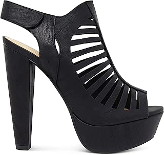MARCOREPUBLIC Milan Peep Toe Slingback Ankle Strap Cut Out Platform Chunky Stacked Heels Sandals Pumps - coolthings.us