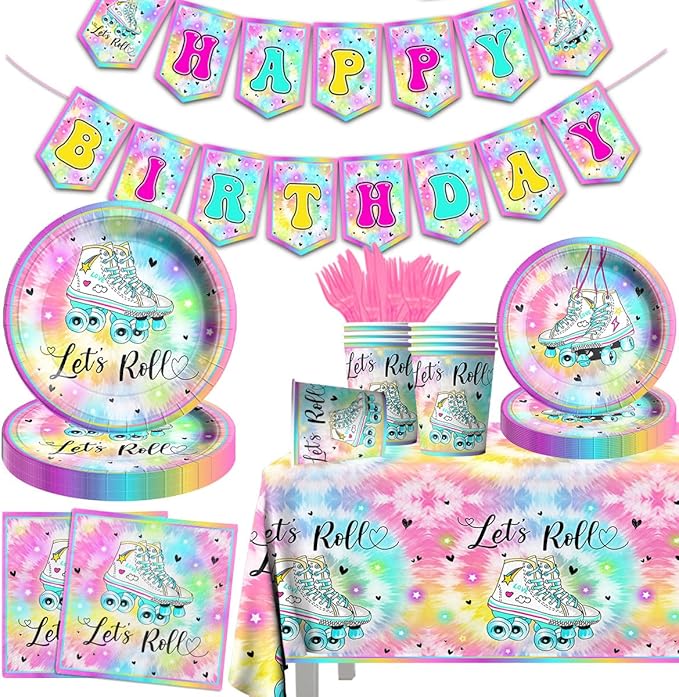 Roller Skating Birthday Party Decorations,142Pcs Roller