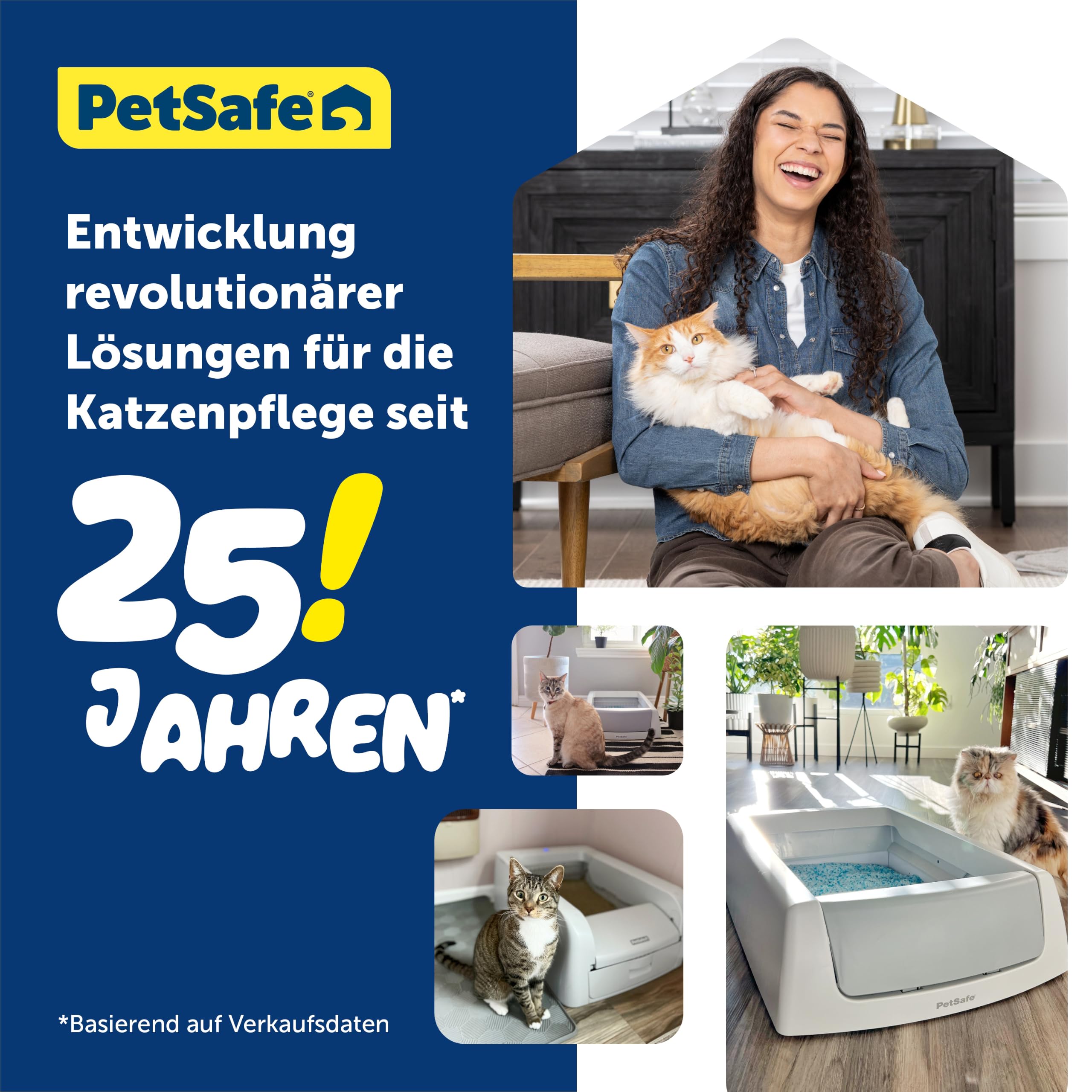 PetSafe ScoopFree Ersatzschale mit Blauem Kristall Katzenstreu - Geruchskontrolle, Staubfrei, Auslaufschutz - 3er-Pack