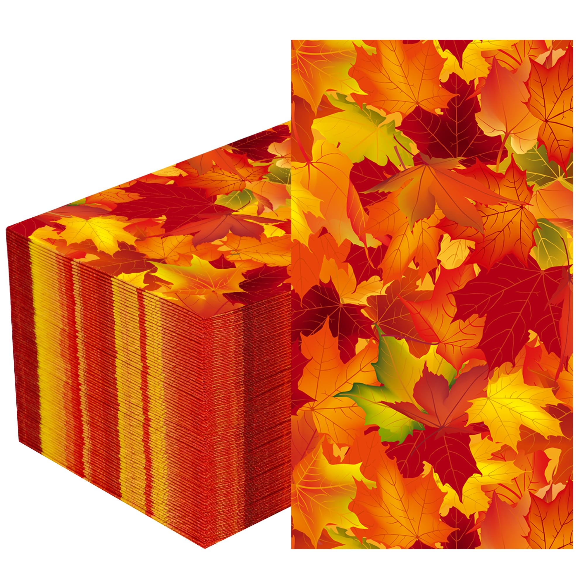 100 PCS Fall Leaves Paper Napkins Thanksgiving Disposable Guest Napkins 3-ply Maple Leaf Paper Hand Towels Harvest Decorative Dinner Napkin for Thanksgiving Autumn Wedding Birthday Party Supplies