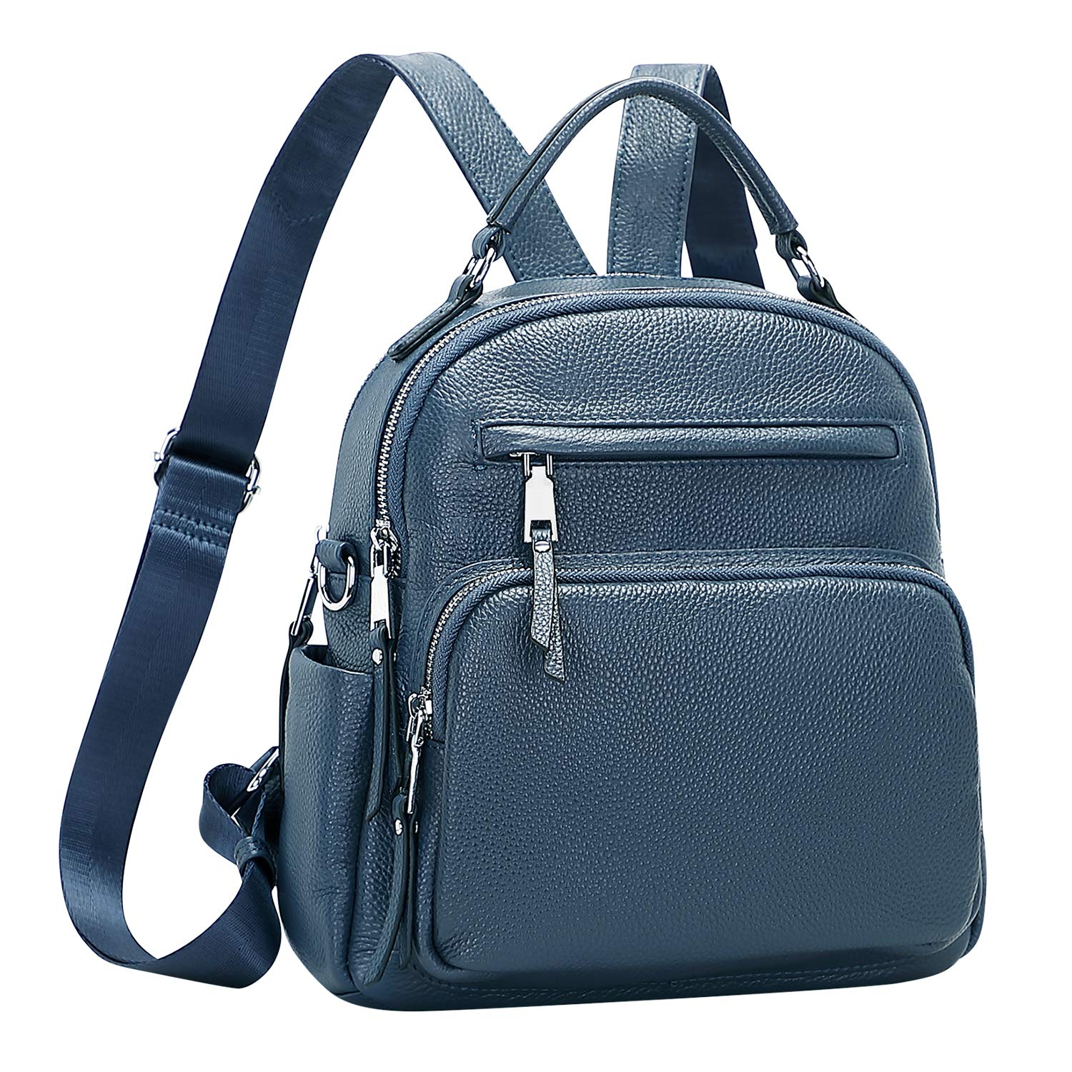 ALTOSY Sac à Dos Cuir Véritable Pour Femme Petit Sac Convertible Bandoulière Sac à Dos Main 4 en 1 à Transporter (S71 Bleu Lin)