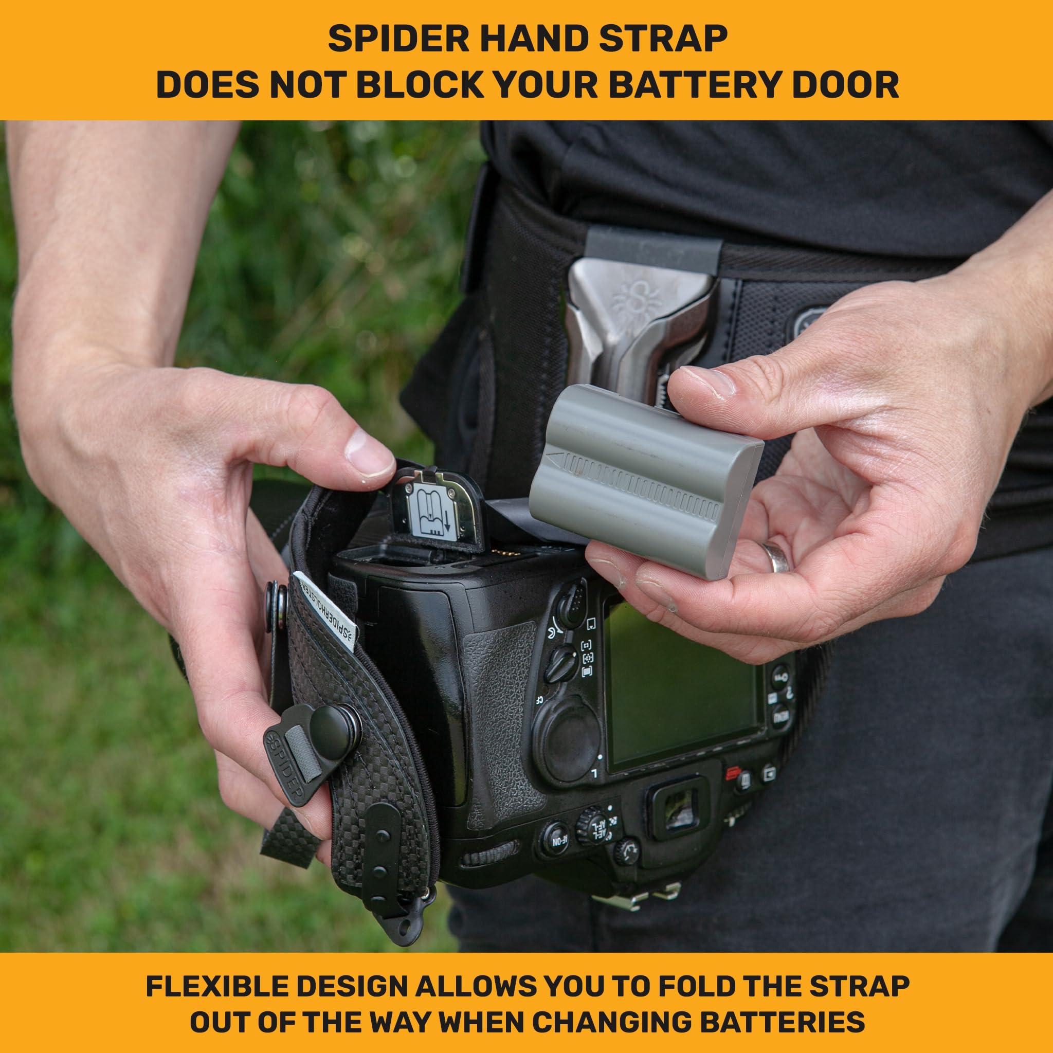 SPIDER HOLSTER SpiderPro Camera Hand Strap v2 with Snap Assembly and Optional Wrist Strap DSLR and Mirrorless Compatible