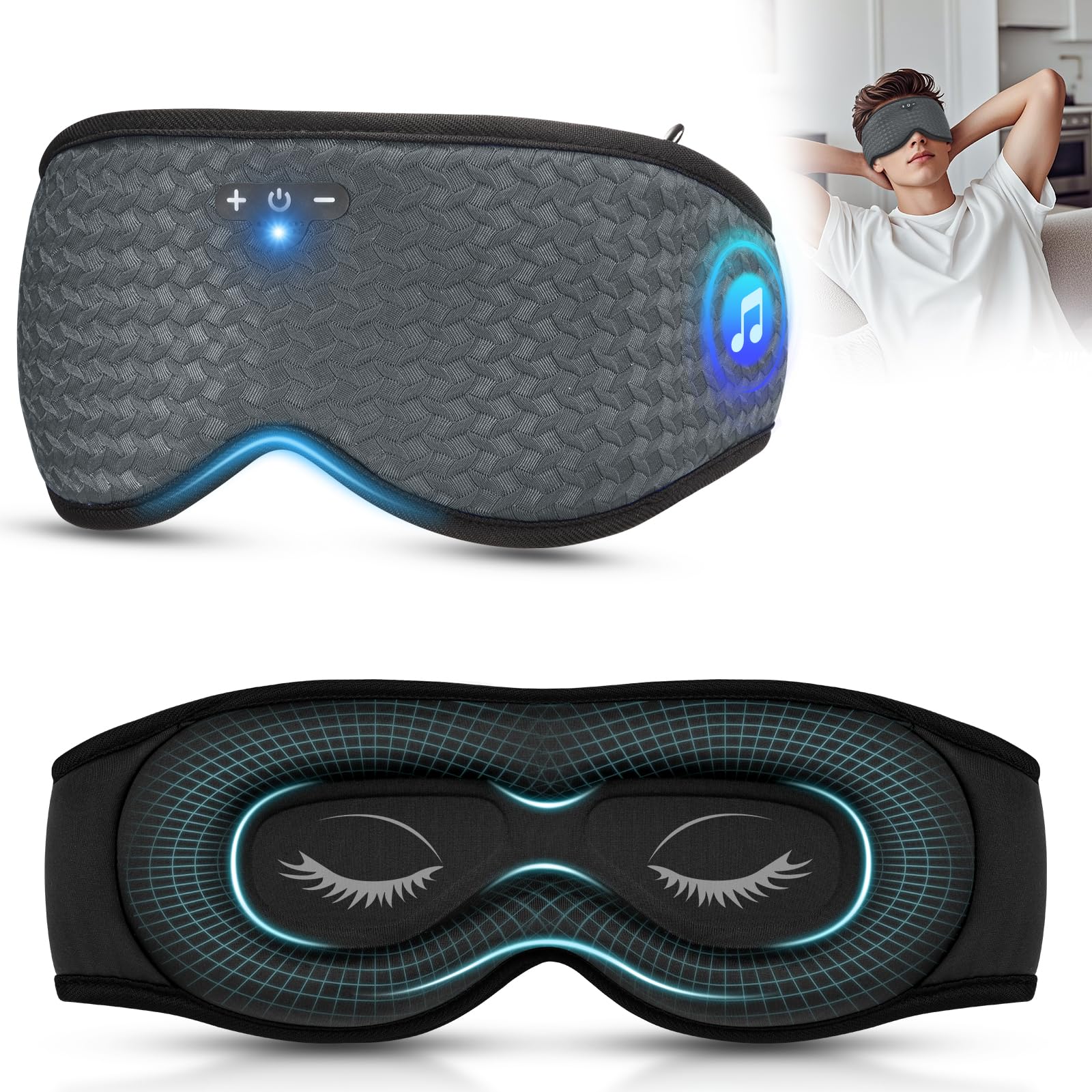 Máscara de ojos para dormir, máscara de sueño 3D, máscara de dormir ajustable para hombres y mujeres, máscara de dormir para bloquear la luz