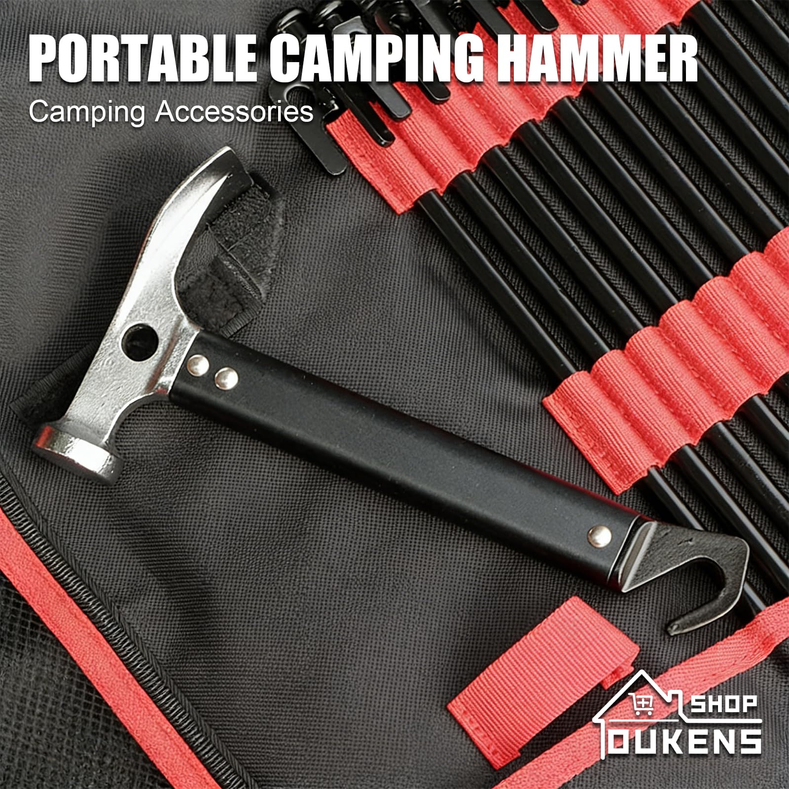 OUKENS Marteau de Camping, 22cm Piquet de Tente extracteur, Maillet en Alliage d'aluminium, Mini Outil extérieur Portable, Marteau De Tente Outil Multifonctionnel pour intérieur et extérieur