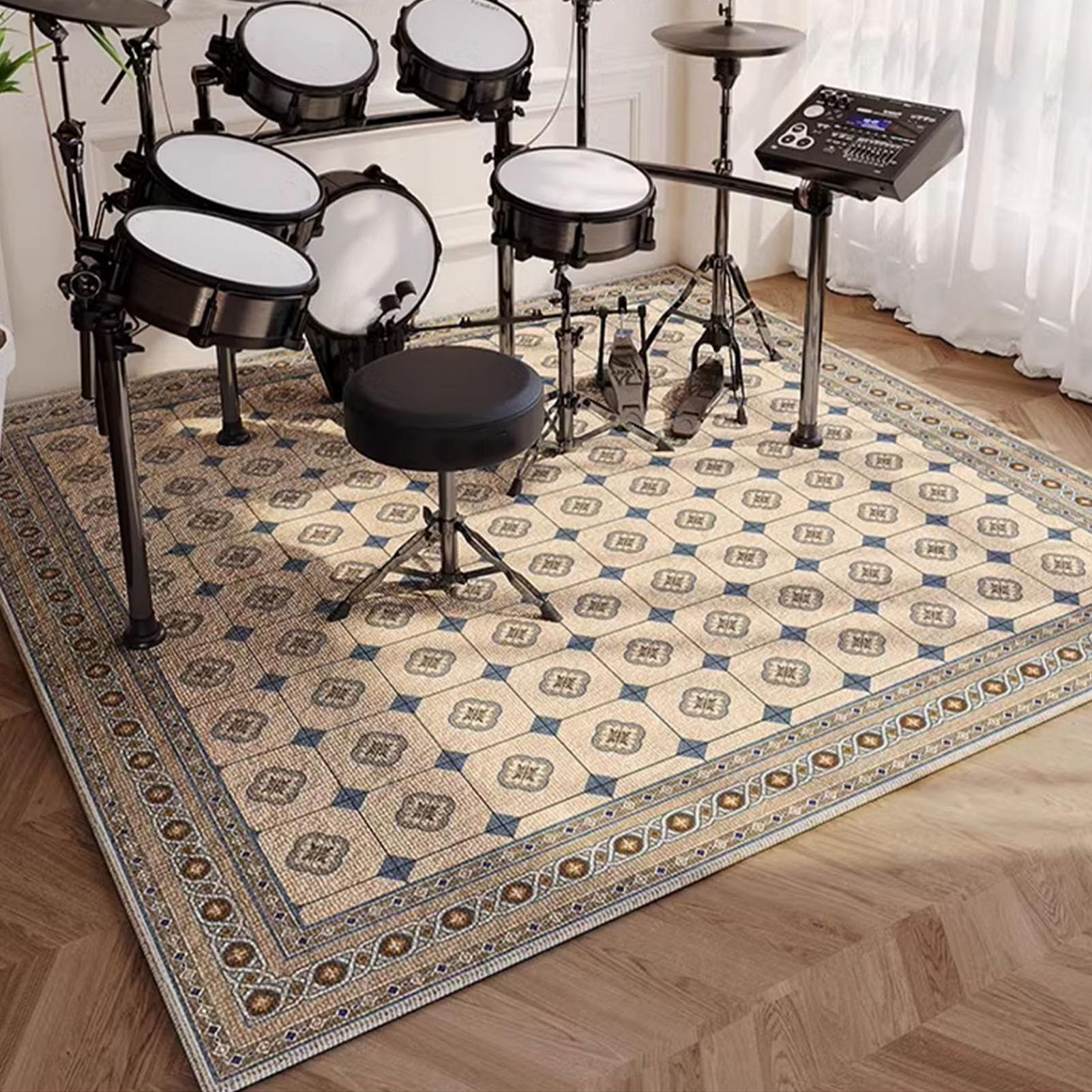 Mata na baterie, dźwiękoszczelna mata bębnowa, instrumenty muzyczne mata podłogowa 170 x 140 cm, mata ochronna, akcesoria perkusyjne, wykładzina antypoślizgowa