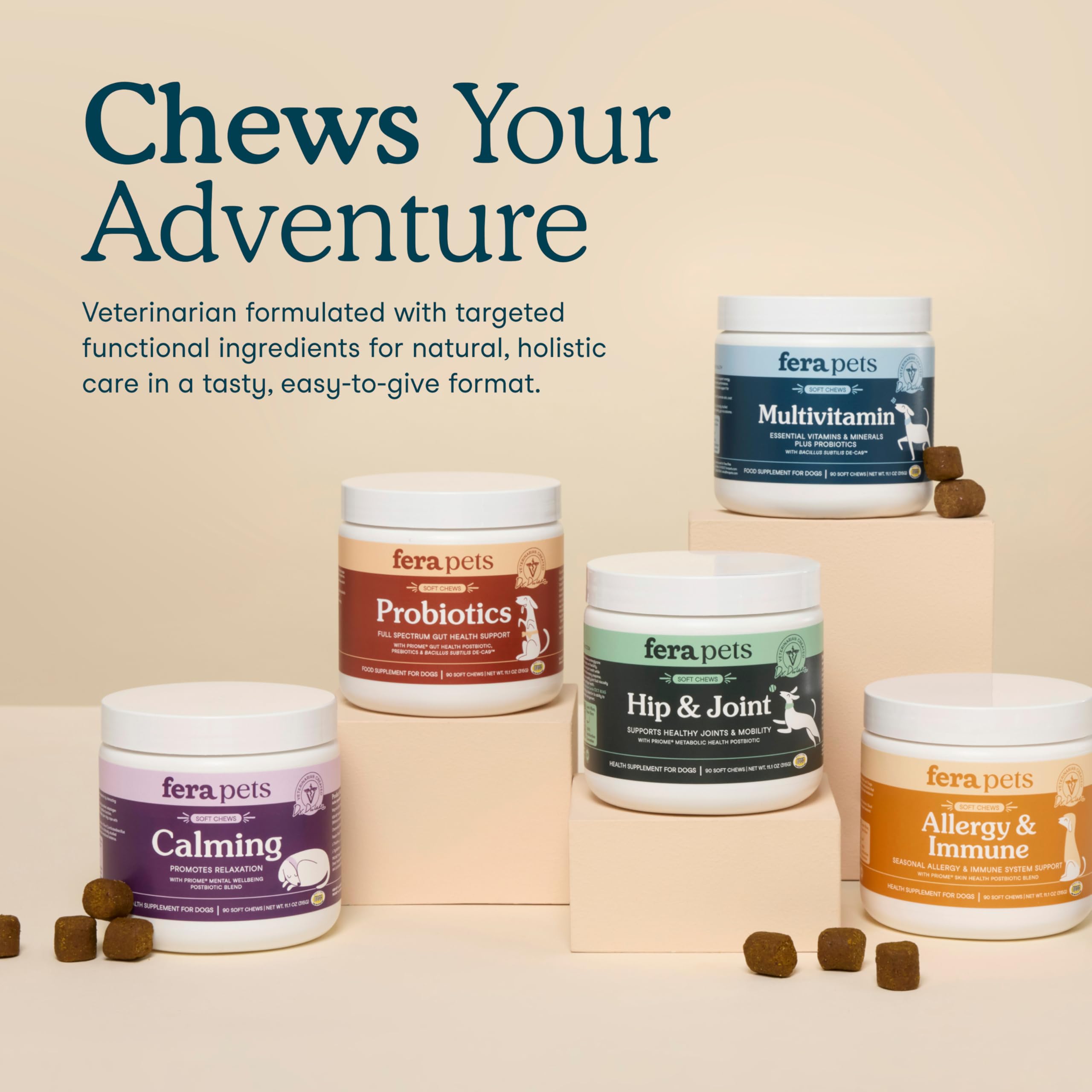 Fera Pets Dog Multivitamin Chews with Glucosamine and Probiotics - Essential Dog Vitamins & Minerals - Promotes Healthy Digestion & Joints - Boosts Skin & Coat Health with Omega-3s - 90 Soft Chews - image 7