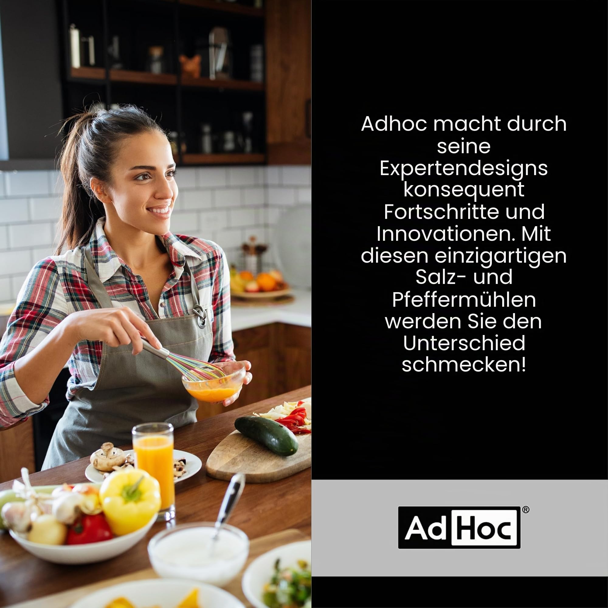 AdHoc EP102 Elektrische Pfeffer- / Salzmühle i.Mill, CeraCut® Ceramic Mahlwerk, inkl. Lithium Akku, Edelstahl/Acryl
