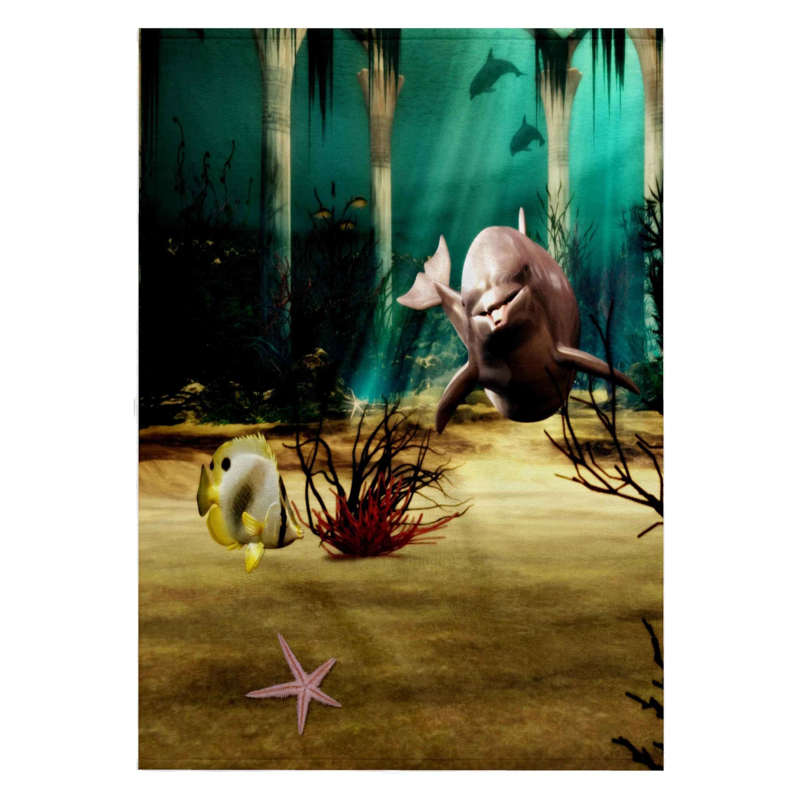 3dRose22x30 Bath Hand Pool Towel - Dolphin in Atlantis Oceans