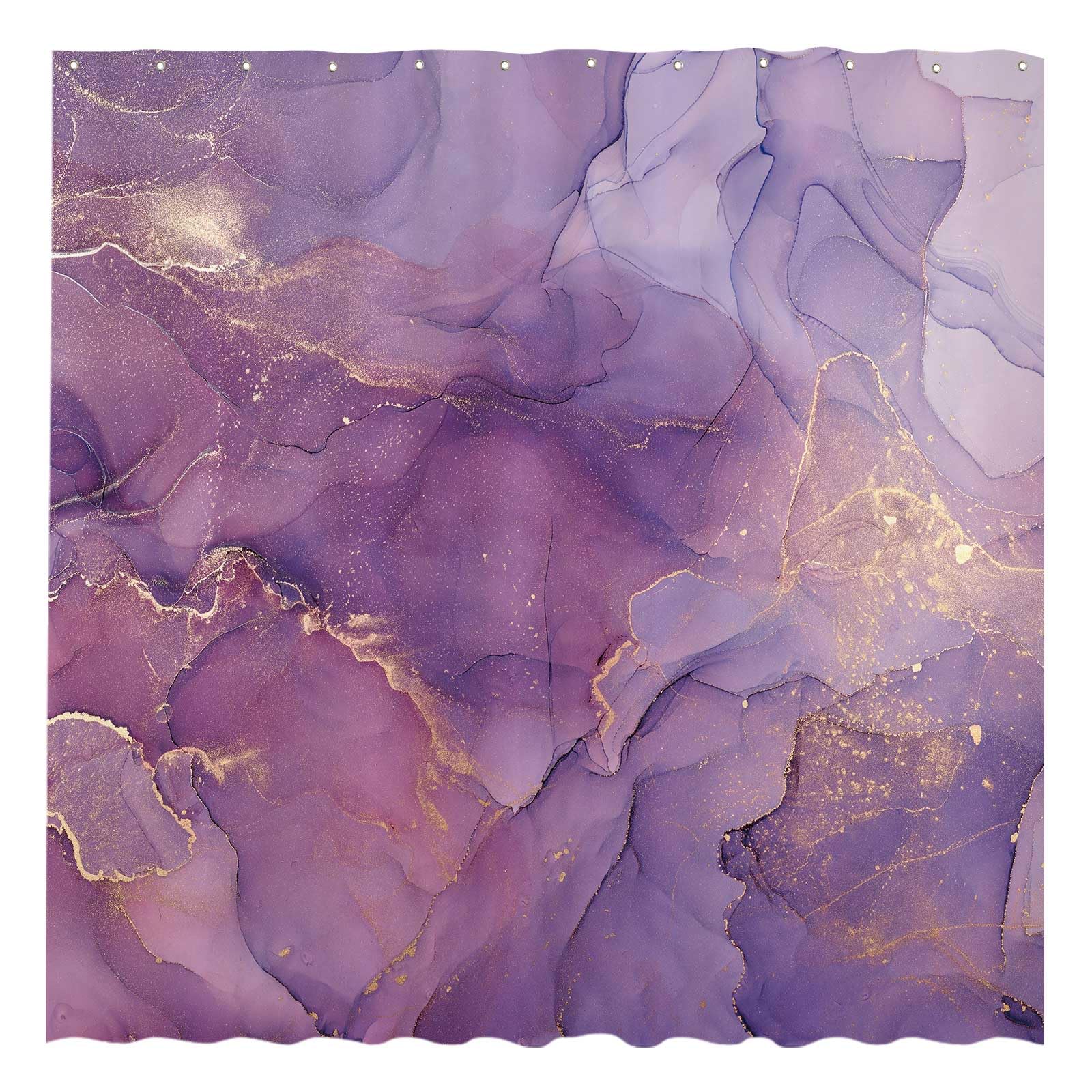 Get Naked Duschvorhang – Violetter Marmor-Look Mit Gold, Wasserdicht & Stylisch (ca. 175x200 Cm)