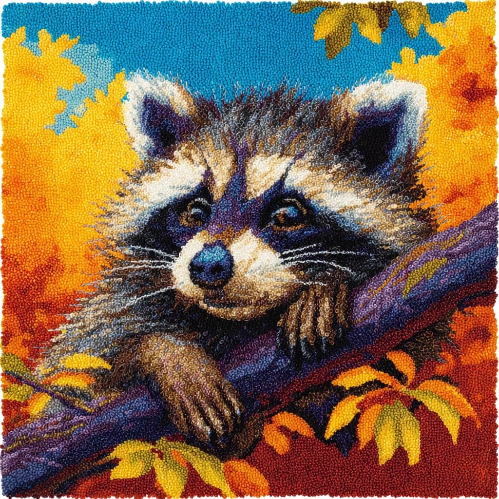 WallustrioaW Latch Hook Kits for Adults,Animal Raccoon