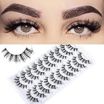 FARRED Cat Eye Lashes False Eyelashes Natural Wispy Lashes Strips Fluffy Mink Eye Lash Fake Eyelash Natural Look 10 Pairs 9-15mm Fake Lashes Pack Volume Strip Lash Pestaas