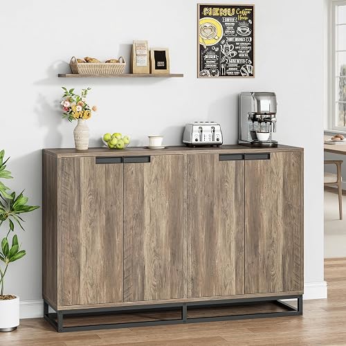 Garvee 55" Sideboard Buffet Cabinet with Storage, Storage Cabinet with Sliding Door & Adjustable Shelf, Modern Accent Coffee Bar Cabinet Console Table for Kitchen, Entryway