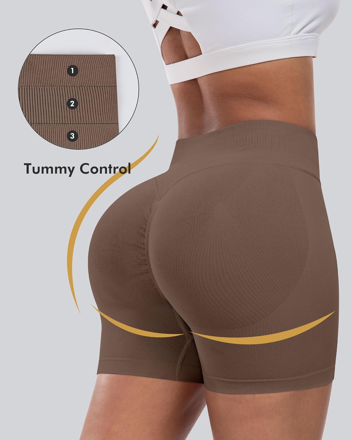 CHRLEISURE Workout Gym Biker Shorts, High Waisted Butt Lifting Scrunch Butt Sports Seamless Shorts Sets 4 Piece - Image 3
