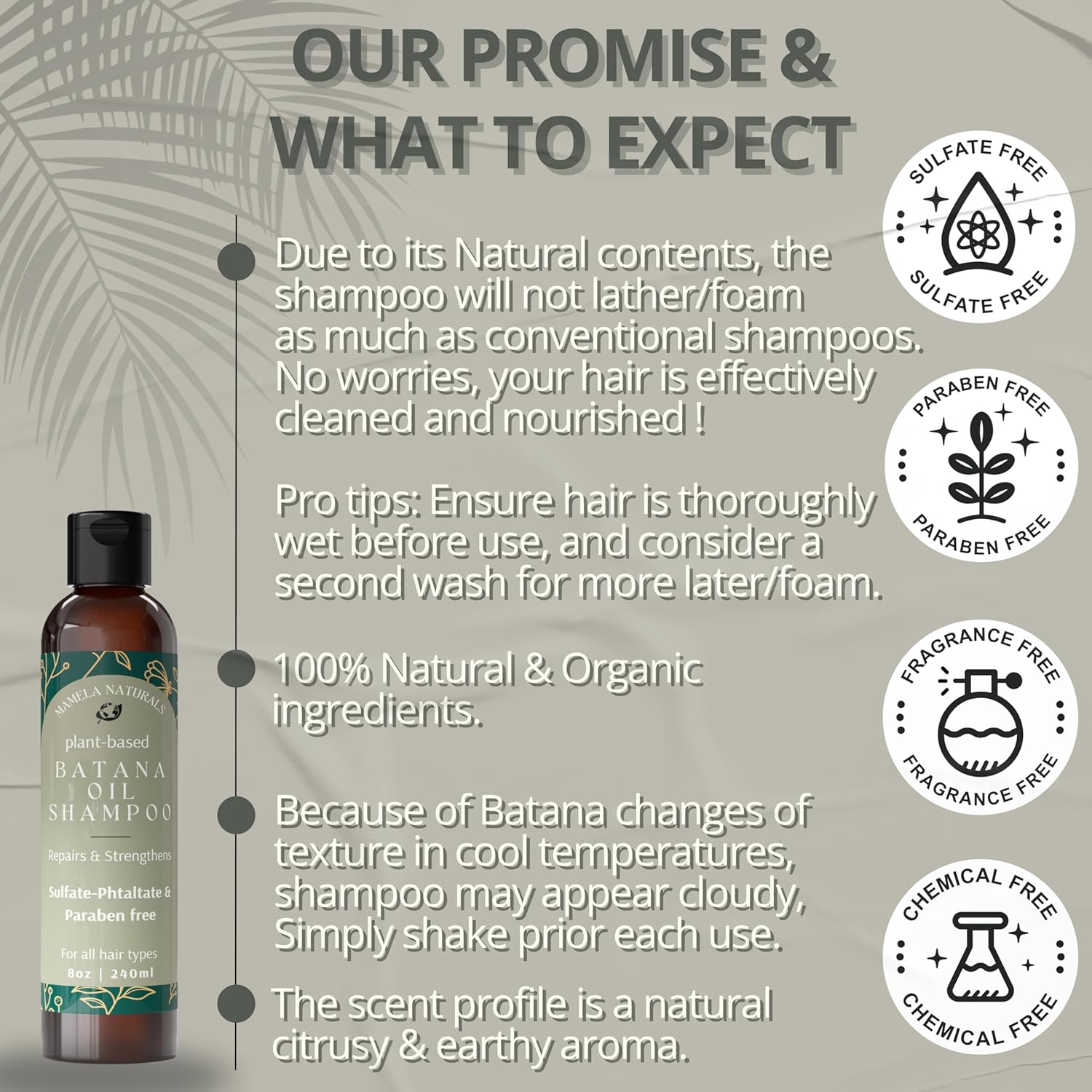 Batana Oil for Hair Growth Shampoo with Rosemary - Sulfate and Paraben Free Batana Oil Shampoo - Nourishing, Rejuvenating shampoo for thinning hair - 8 fl oz - For All Hair types