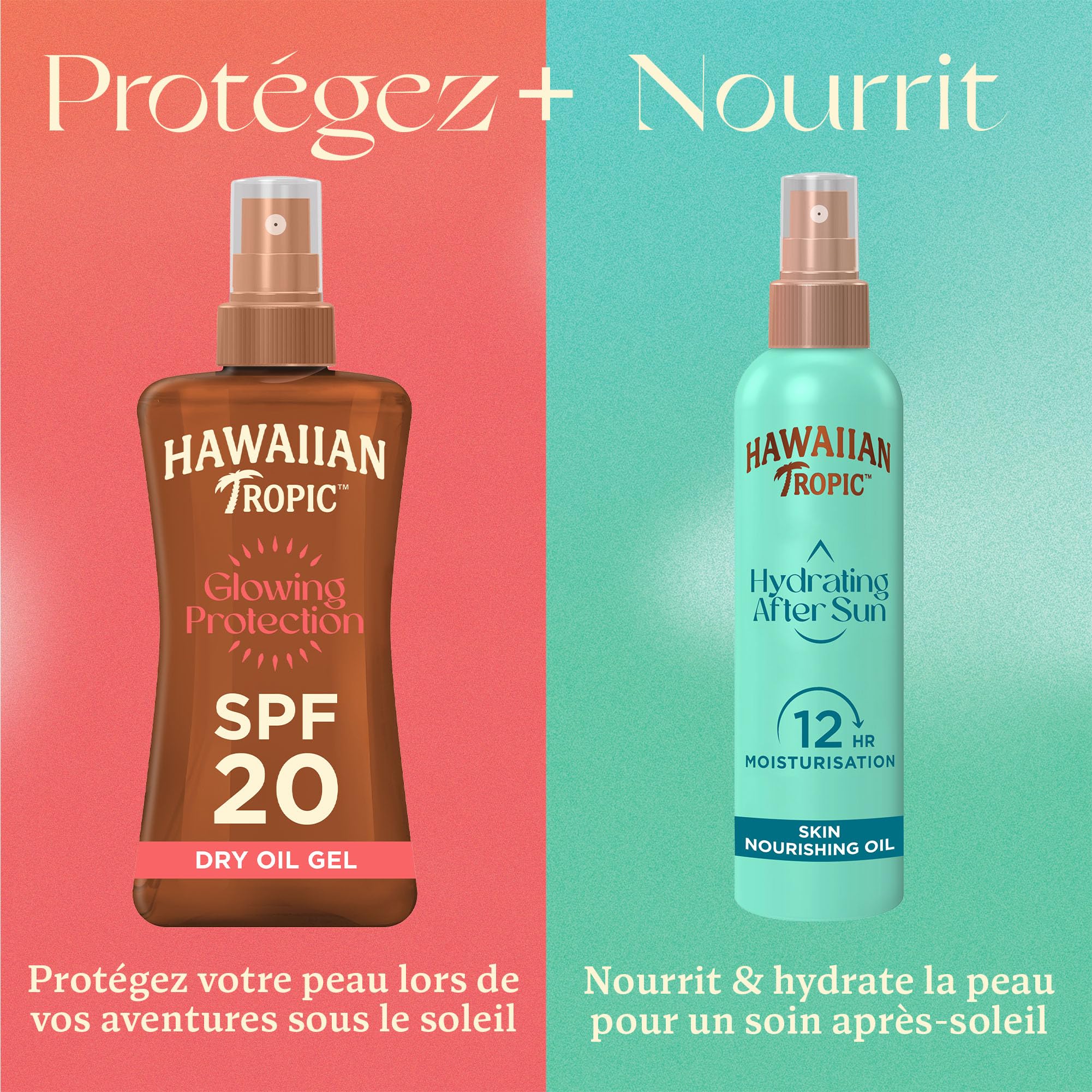 Hawaiian Tropic | Glowing Protection Huile Sèche Écran Solaire Protection SPF 20 UVA + UVB, 200 ml, Parfum Tropical, avec de l'Huile de Noix de Coco, Résistant à l'eau, Végan