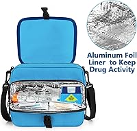 Vista 3 de CURMIO Epipen - Estuche de transporte, bolsa aislada para medicamentos con correa para el hombro para 2 Epipens Auvi-Q, espaciador, viales