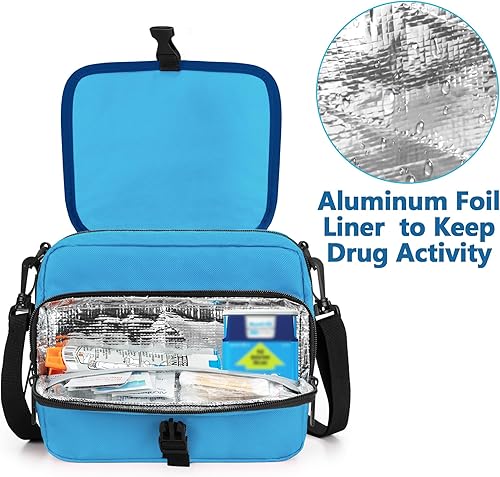 Miniatura 3 de CURMIO Epipen - Funda de transporte para niños, bolsa aislada de suministros de medicamentos con correa para el hombro para 2 Epipens Auvi-Q,