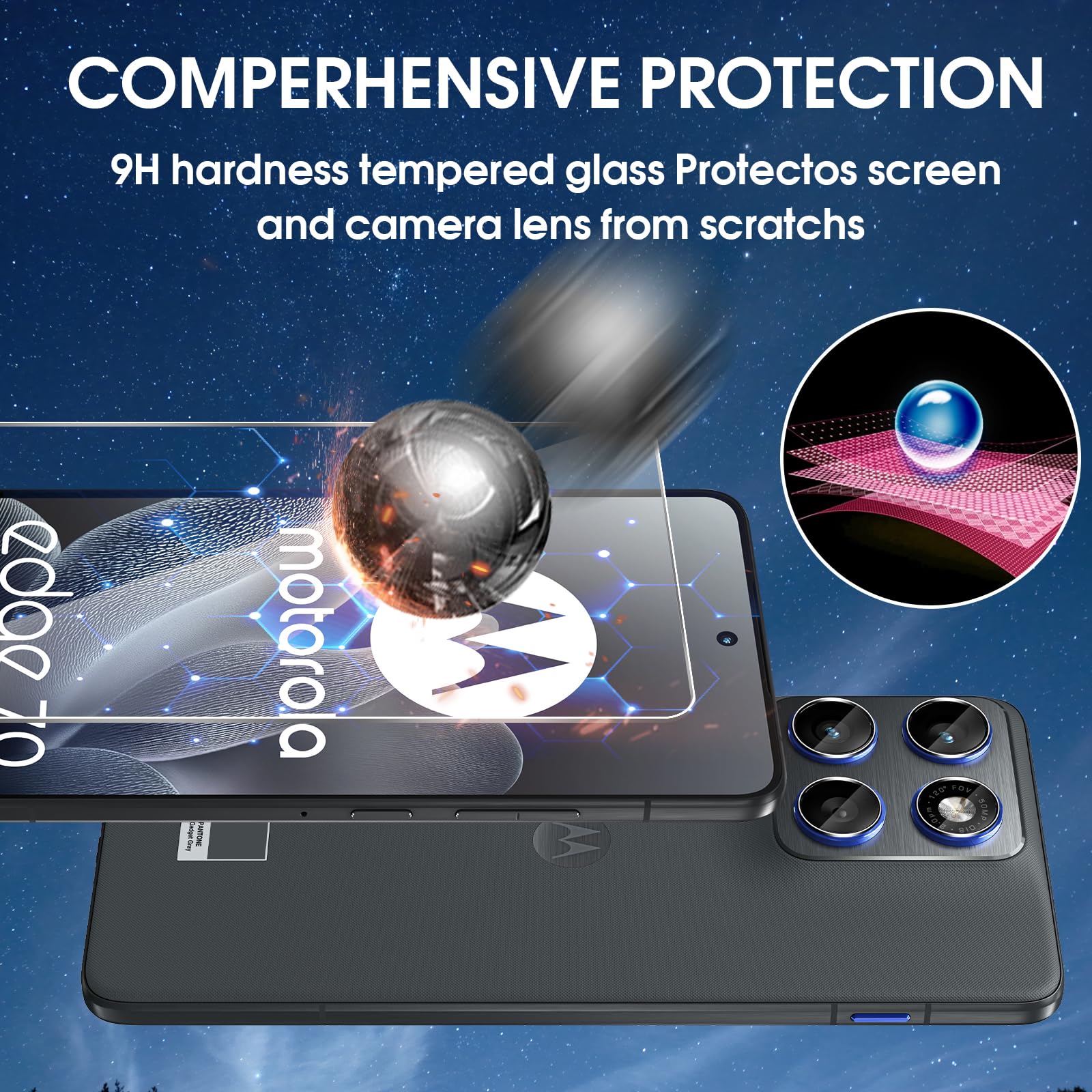 Lutree per Motorola Moto Edge 70 Vetro Temperato, 2+2 Pezzi Pellicola Protettiva+ Pellicola Fotocamera, Durezza 9H Anti-Graffio HD Senza Bolle Protezione Schermo