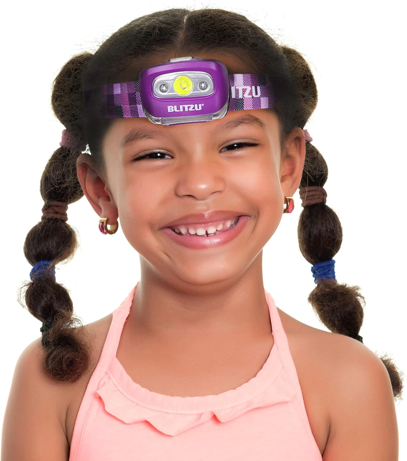 BLITZU Battery Powered LED Headlamp Purple Color + USB Rechargeable Headlamp Pink Color