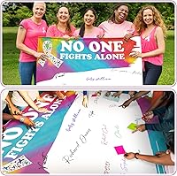 Vista 6 de Outus Cartel de autógrafo de cinta multicolor para concientización sobre el cáncer, 6 x 6 pies, póster consciente del cáncer, salud mental