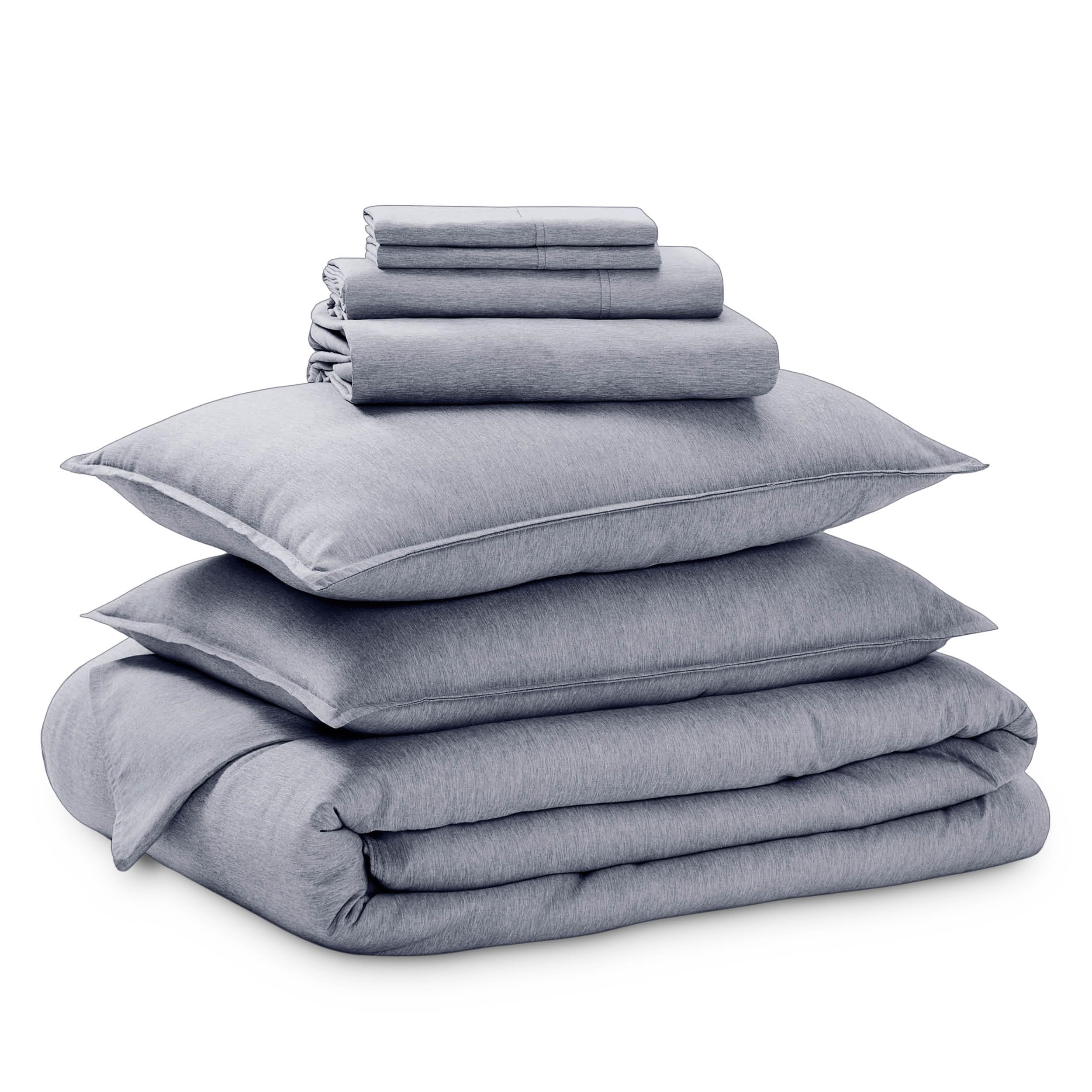 Bare Home Bed-in-A-Bag 7 Piece Comforter & Sheet Set - California King - Goose Down Alternative - Ultra-Soft 1800 Premium Bedding Set - Cationic (Cal King, Heathered Midnight Blue) 11 - Heathered Midnight Blue California King