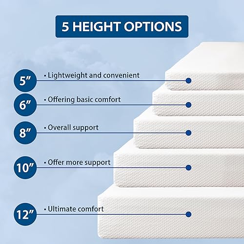 Miniatura 6 de HOMES Inside + Out Nixy - Colchón de espuma de tamaño individual de 5 pulgadas en una caja, base mixta de espuma de carbón de bambú de alta densidad