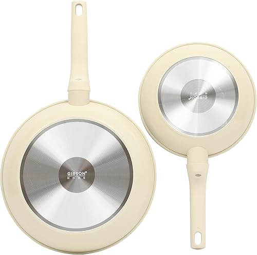 Miniatura 4 de Gibson Home Barnsdall - Sartén de aluminio de 2 piezas de 8 y 10 pulgadas, sartén antiadherente de cerámica no tóxica, sartén para huevos de cocina,