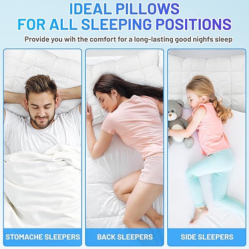 Miniatura 8 de KJJDOO Juego de 2 almohadas de cama para dormir, tamaño Queen, juego de 2 almohadas refrescantes para dormir de lado y boca abajo, relleno