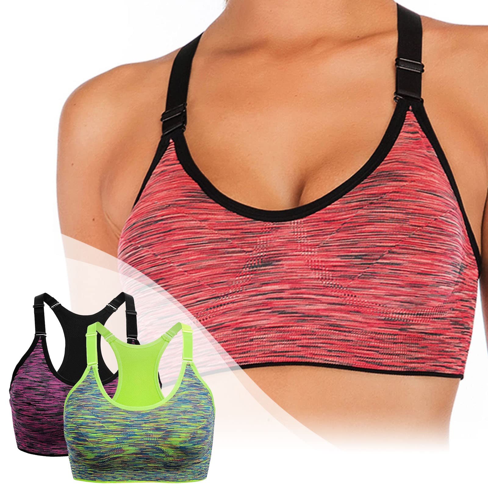 Sports Bra for Women High Yoga Running Seamless Gym Tank Top Fitness Vest Pack of 2, m, XL