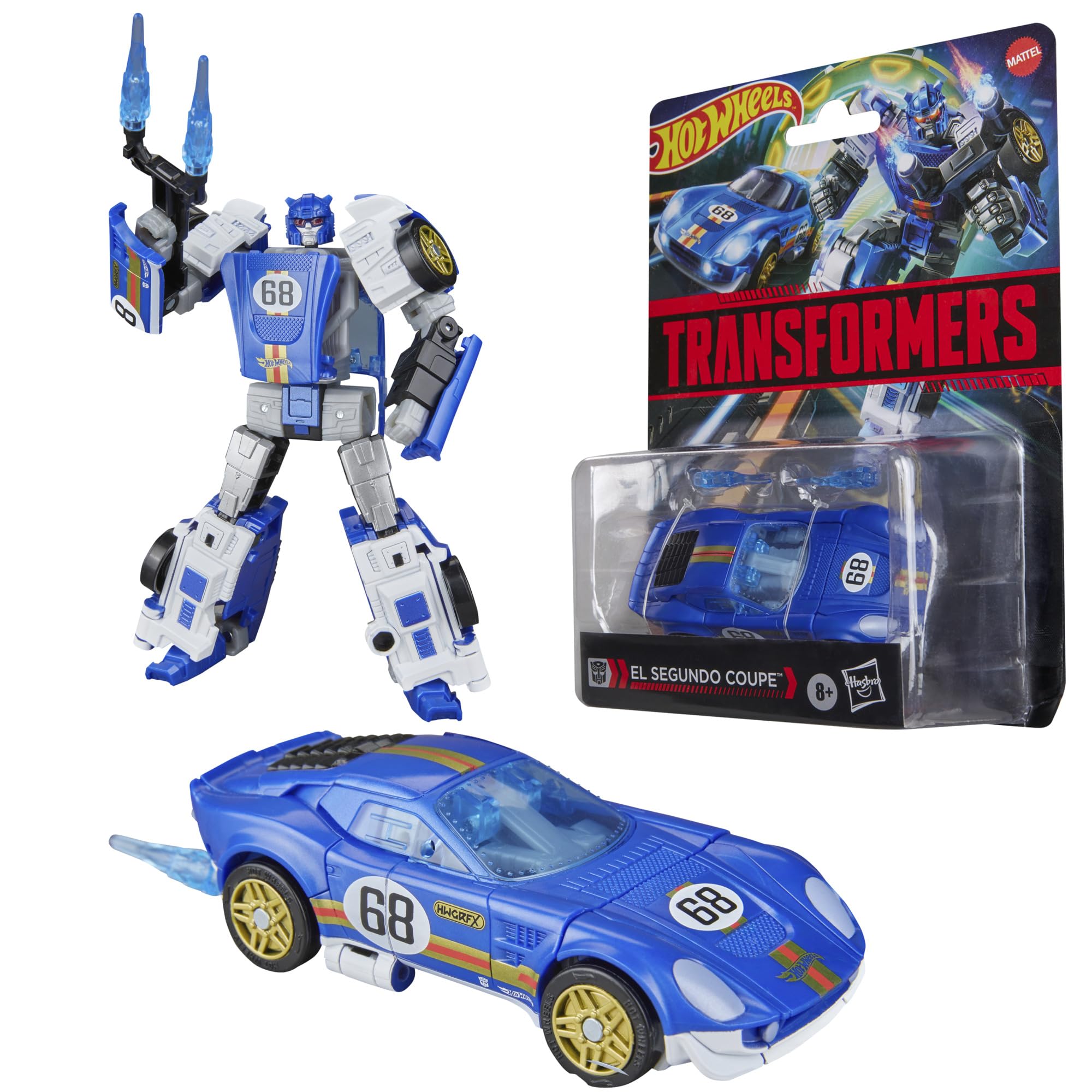Transformers Collaborative Hot Wheels® / Transformers El Segundo Coupé, 12,5-centymetrowa figurka robota klasy Deluxe, przekształca się w wyścigówkę, wiek: od 8 lat