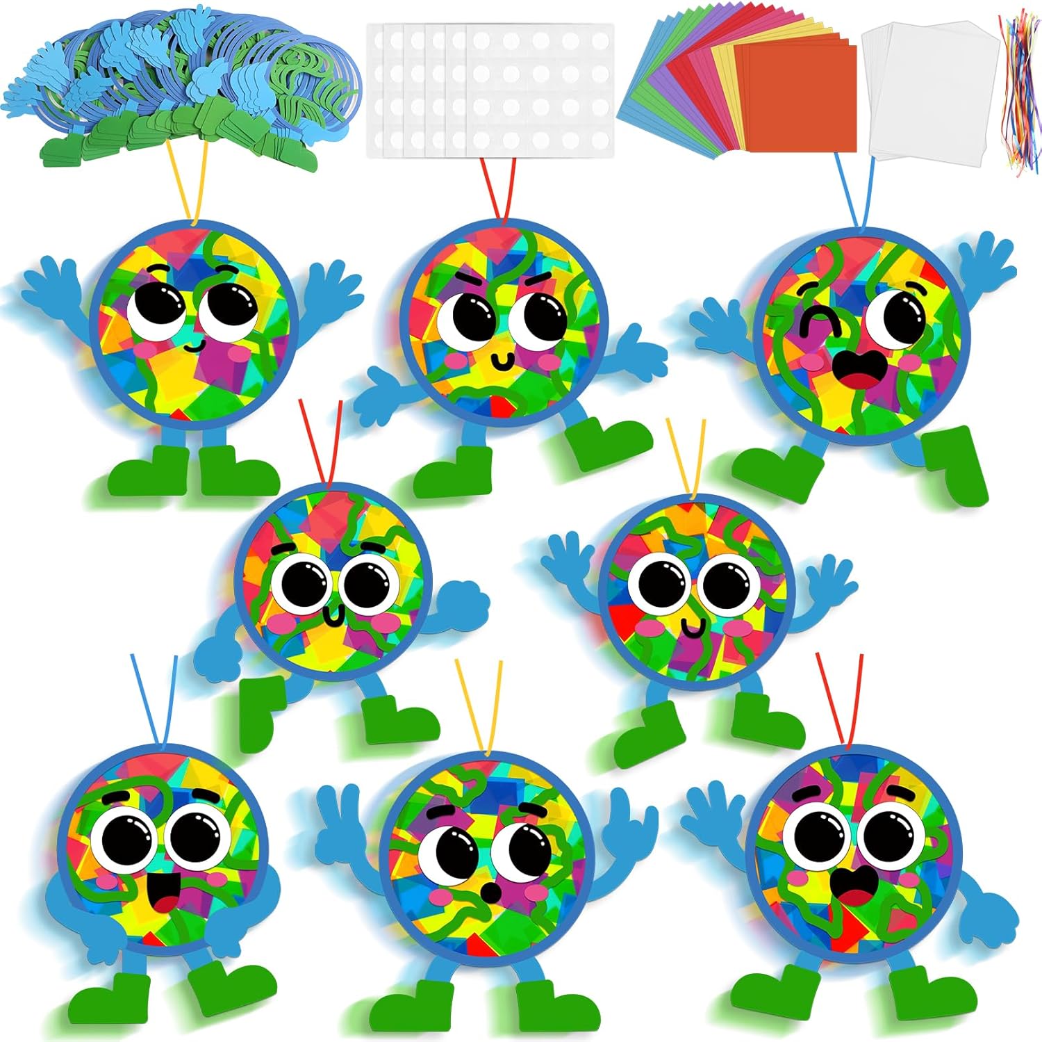 32 Sets Spring Suncatchers Craft Kit Flower Pot DIY Window Art Sun Catchers Stained Glass Ornament Colorful Plant Paper Crafts Home School Classroom Decorations Creative Project Activity Game