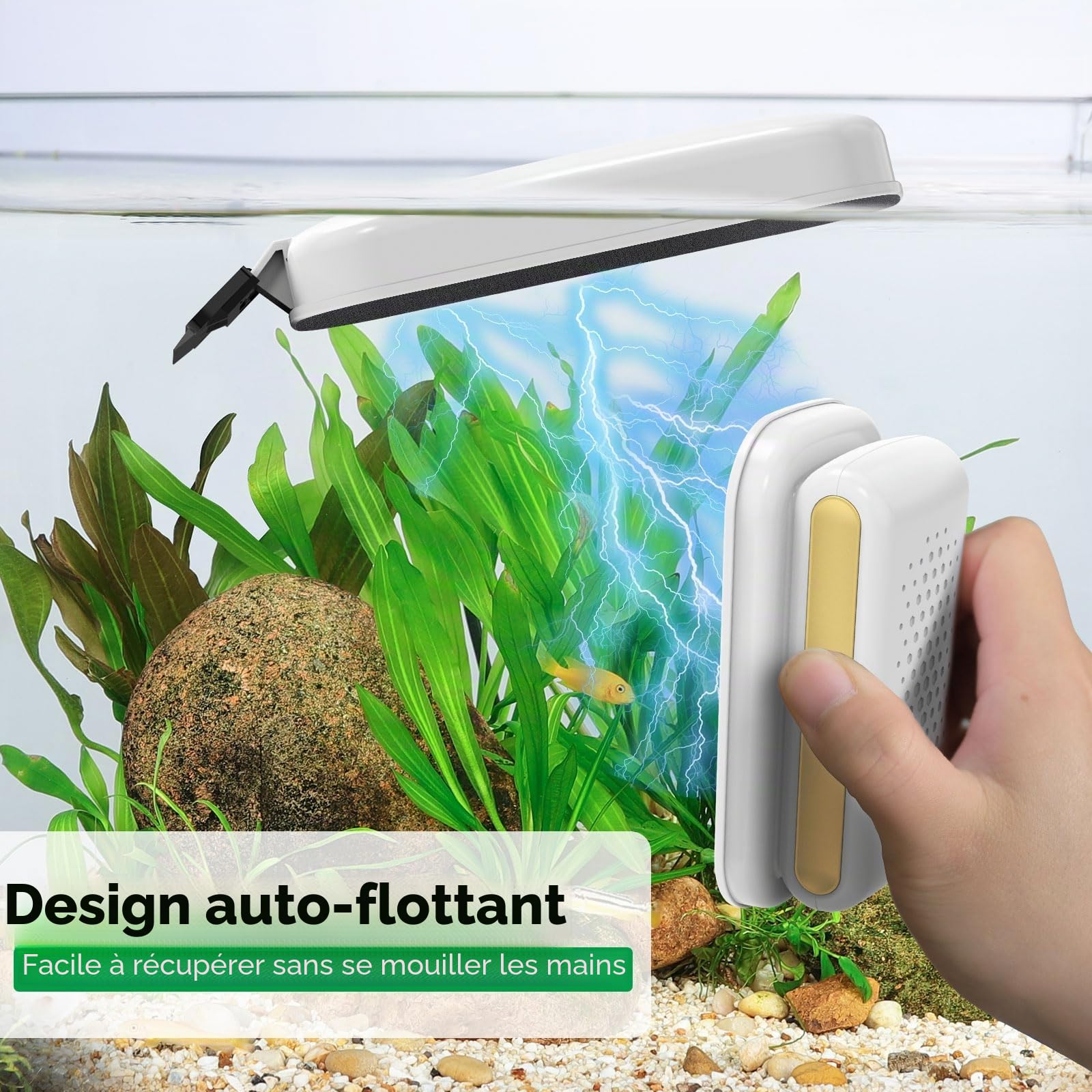 fishkeeper Upgrade Nettoyeur Magnétique pour Vitres Aquarium avec 2 Racloir | Nettoyeur Magnétique pour Vitres d'aquarium Destiné à l'élimination des Algues, avec 2 Racloirs Amovibles
