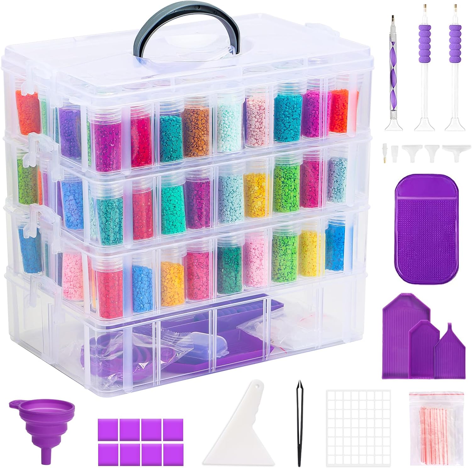 Amazon.com: QUEFE 4-Tier Diamond Painting Storage Container, 150 Slots ...