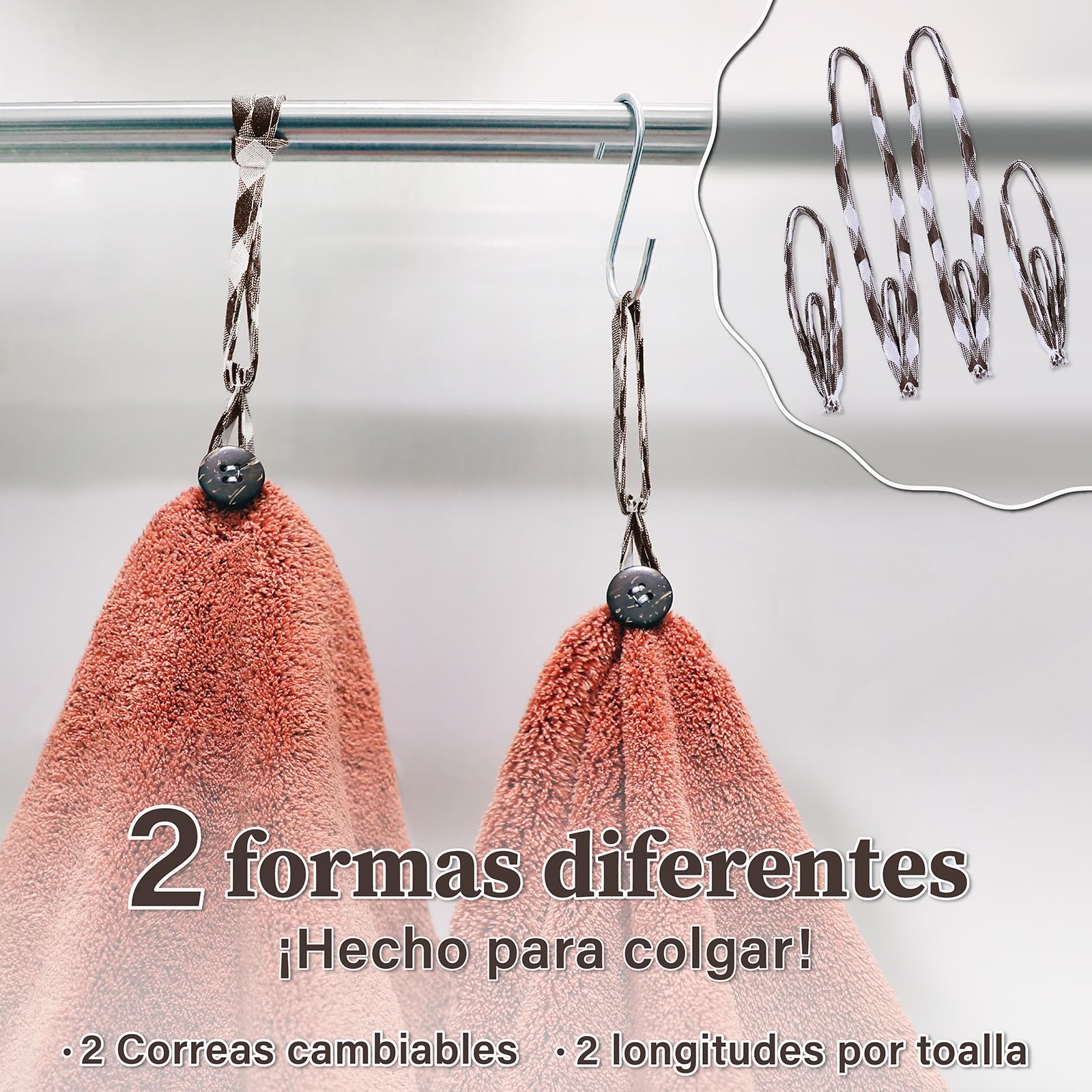 myHomeBody Toallas de Mano para Cocina – Toallas de Mano Suaves y absorbentes de Fibra de bambú, Toallas de Cocina con Lazo para Colgar, Set of 2 Brick Red Towels